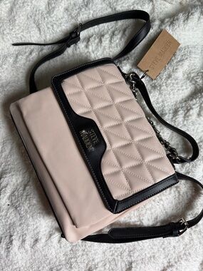 Steve Madden Pink and Black Quilted Crossbody Bag